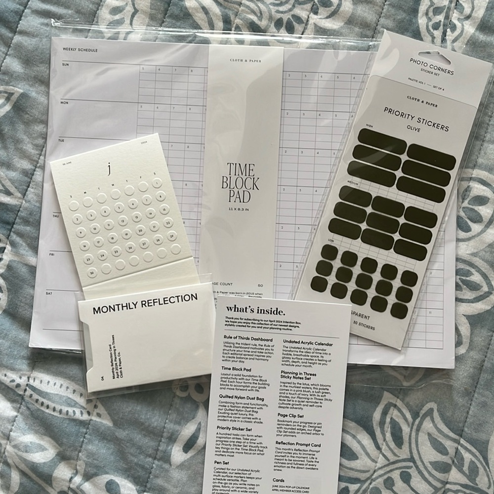 Cloth & Paper April Sub Box Planner Supplies